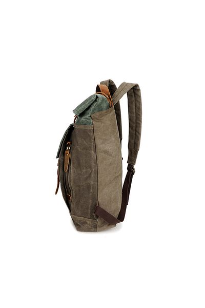 Generic Retro Canvas Backpack Crazy Horse Leather Waterproof Outdoor Travel Leisure Commuting School Bag
