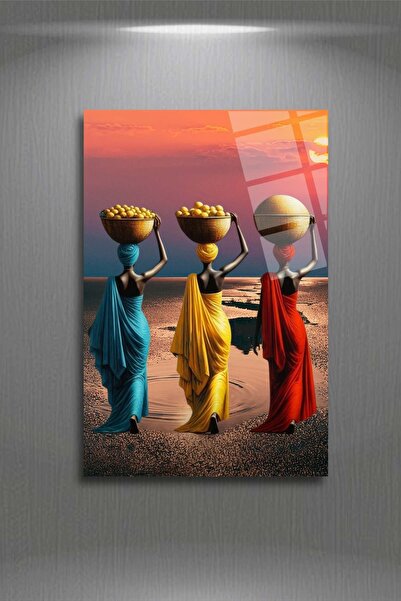 HMDS CONCEPT Pictură de femei negre, pictură modernă pe sticlă 295