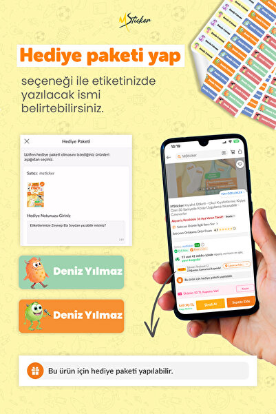 MSticker Kıyafet Etiketi - Okul Kıyafetlerine Kişiye Özel 30 Saniyede Kolay Uygulama Yıkanabilir Elisa Etiket