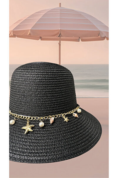 BY SCK قبعة نسائية من القش للشاطئ صيفية ذات جودة عالية - قابلة للطي - قابلة ل...