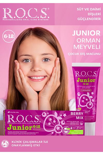 R.O.C.S. معجون أسنان روكس جونيور 6-12 بخلاصة فاكهة الغابة 74 جرام