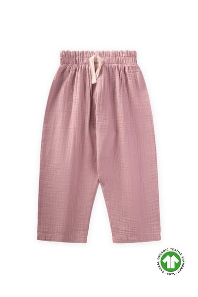 Cigit Ruffled Waist Wide Cut Muslin Trousers 1-8 Years Copper