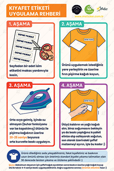 MSticker Kıyafet Etiketi - Okul Kıyafet Kumaş Etiketi Kreş Anaokulu Ilkokul Kıyafet Kumaş Etiketi 102 Adet