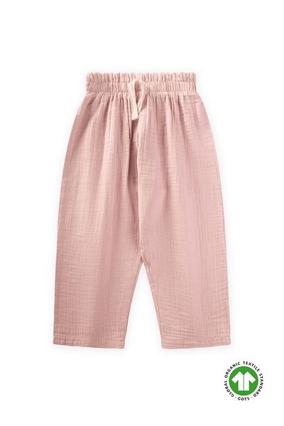 Cigit Organic Waist Ruffled Wide Cut Muslin Trousers Age 1-8 Powder Pink