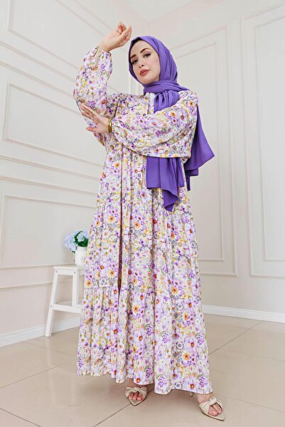 Sevitli Φόρεμα Lilyum Floral-Μωβ