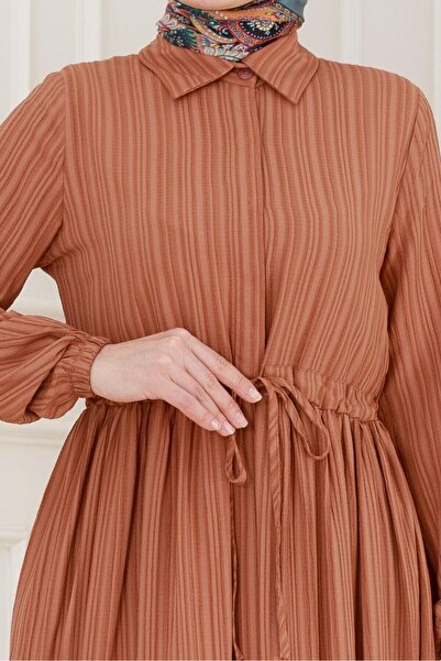 Sevitli Πουκάμισο γιακά μέσης Tunnel Sare Dress-Tile