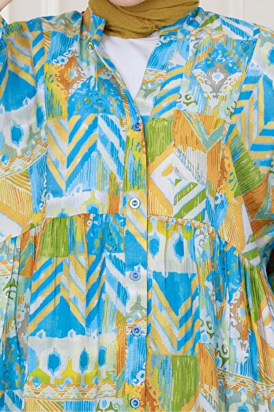 Sevitli Φόρεμα με έθνικ σχέδιο-Μπλε