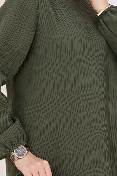 Sevitli Luna Hijab Φόρεμα-Χακί με ζώνη μέσης