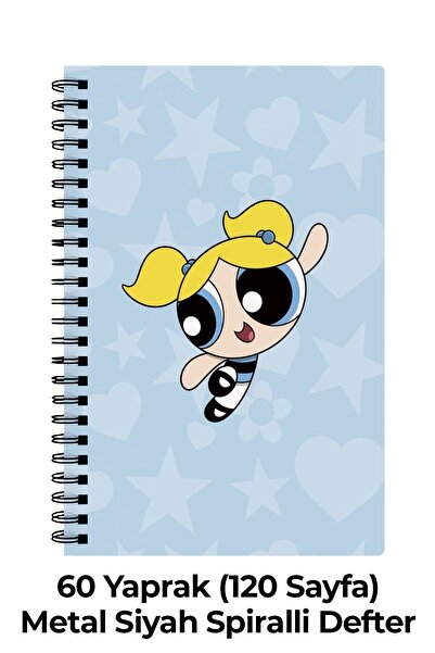 Anime Marketi Powerpuff Girls Tasarımlı 3 Adet A5 Spiralli Defter (Blossom - Bubbles ve Buttercup)