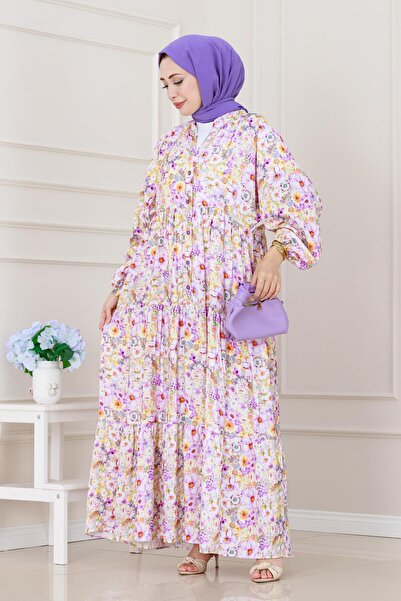 Sevitli Φόρεμα Lilyum Floral-Μωβ