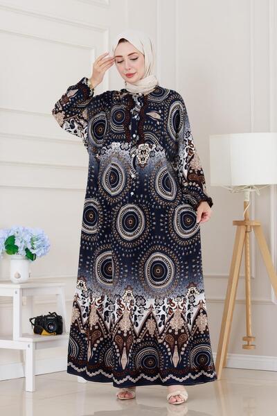 Sevitli فستان مصير بروبال نصف زر - أزرق داكن