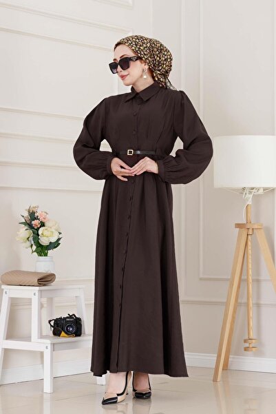 Sevitli Φόρεμα με ζώνη-Καφέ