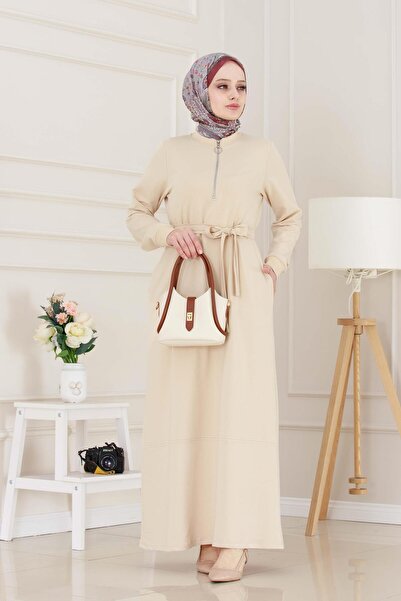 Sevitli Φόρεμα με φερμουάρ σε μπεζ χρώμα