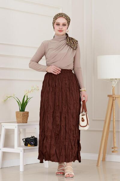 Sevitli Καφέ φούστα Kraş - Ελαστική μέση