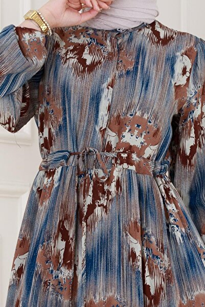 Sevitli Φόρεμα Hera Viscon με τούνελ στη μέση-Μπλε