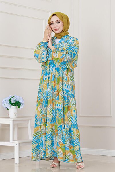 Sevitli Φόρεμα με έθνικ σχέδιο-Μπλε