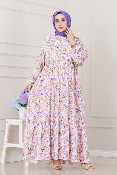 Sevitli Φόρεμα Lilyum Floral-Μωβ