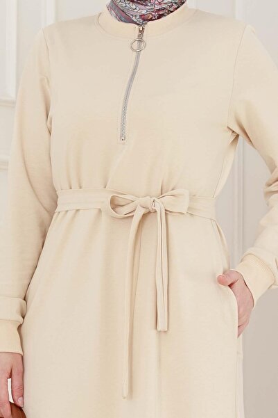 Sevitli Φόρεμα με φερμουάρ σε μπεζ χρώμα