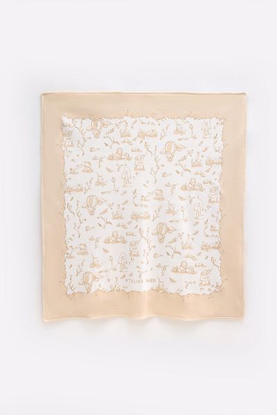 Atelier Babbi Double Sided Baby Blanket - Toile De Jouy / Beige