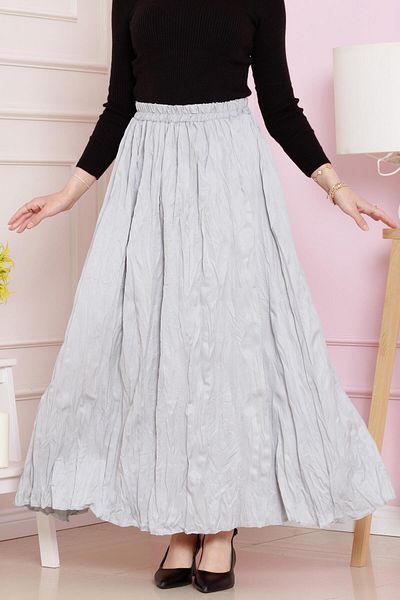 Sevitli Gray Crochet Skirt - Elastic Waist