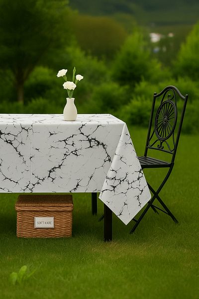 Soft Kare Pvc Fiber Tablecloth – Wipeable, Waterproof, Modern Pattern, for Kitchen and Dining Table