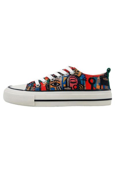 Dogo Women's Vegan Red Sneakers - Mad Face Design