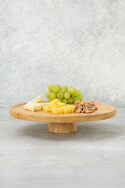 AVANTAGE HOME Arven - Bamboo Footed Serving Plate Fruit Cookie Cake Pastry Dessert Food Presentation Plate