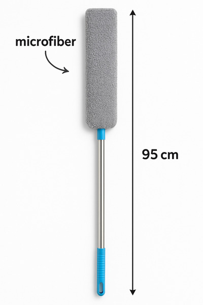 DUFF CLEAN Mikrofiber Başlıklı Girintili Yüzey Dip Köşe Raf Temizleme Mopu To...