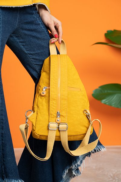 DUOMİNO Yellow Body Bag Special Zippered Backpack with Chest Strap Single Arm-Double Arm 30X20X10Cm