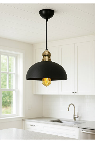 HOMİNG Swiss Retro Siyah Dokulu Metal Tekli Sarkıt Cafe Restorant Ayd-3104