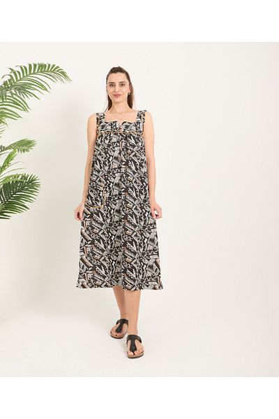 AYSUN TEKSTİL Aysun Textile Quality Wide Cut Cotton Fabric Home&Beach Dress