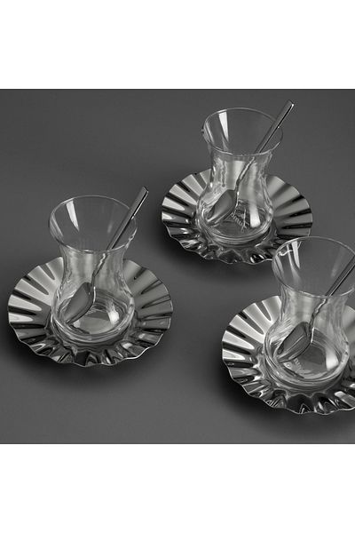 Jumbo Velena 18 Piece Steel Tea Set for 6 People