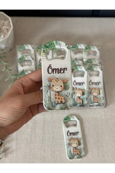 Baykuş Craft Mimarlık 3 Boyutlu Kabartmalı Yeni Doğan Mevlit Hediyelik Bebek Açacak Magnet-Safari Zürafa-toplam 20 Adet