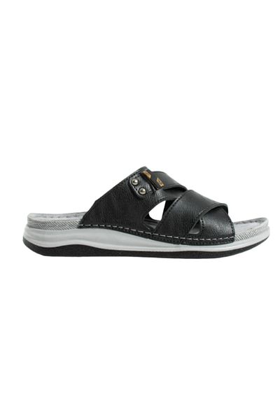 Benittokids Enova Men's Faux Leather Orthopedic Double Monta Sole Buckle Stitched Stylish Home Outdoor Slippers