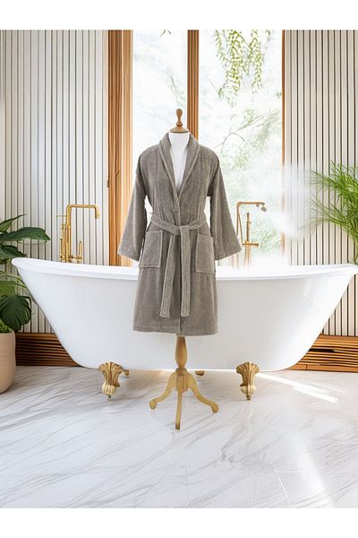 Donetella Unisex 100% Cotton Terry Bathrobe Large & Extra Large, 400 GSM, Ankle-Length with Shawl Collar