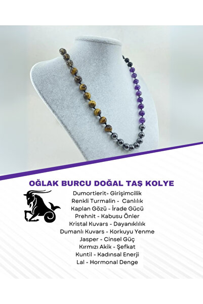 Saff Doğal Taş قلادة برج الجدي من الحجر الطبيعي212346