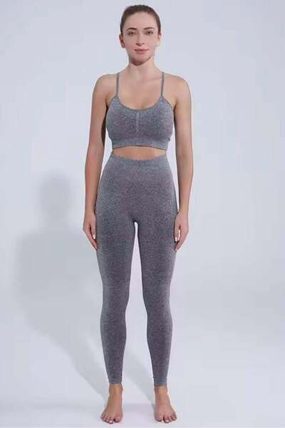 Bikini Mayokini Dünyası Yoga Gym Single Top - Gray