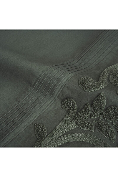 Ecocotton Yade Double Duvet Cover Set 100% Organic Cotton Satin Embroidered Green 200X220 cm