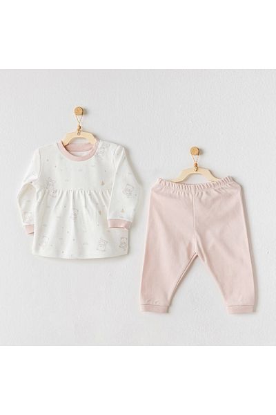 andywawa Ac24139 Ballerina 2-Piece Baby Set Ecru Pink