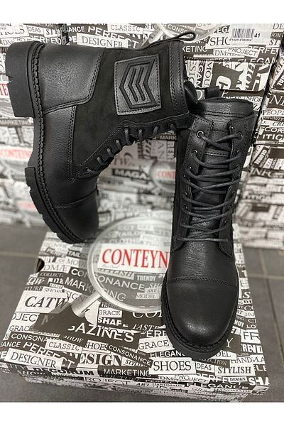 CONTEYNER Men's Black Boots - Military 638