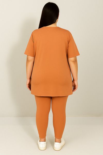 Koza Butik Women's Plus Size Short Sleeve Leggings Suit 8210-25