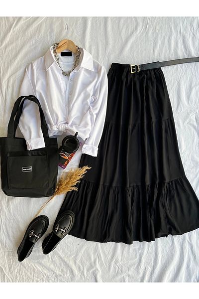 ENDAMIM Plus Size Viscosse Skirt