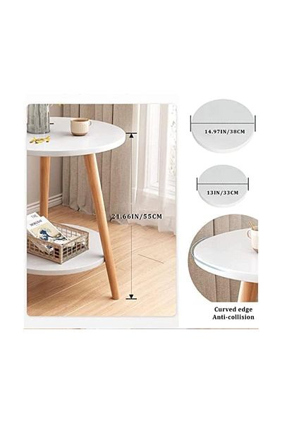 Generic Crown Home Round Coffee Table with Double Layers