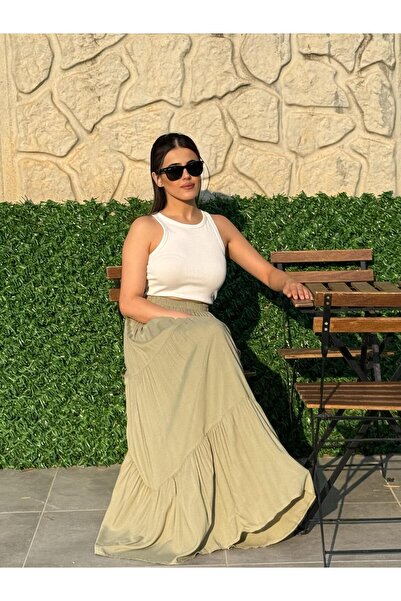 ENDAMIM Fusta stratificată din viscoză de culoare uni