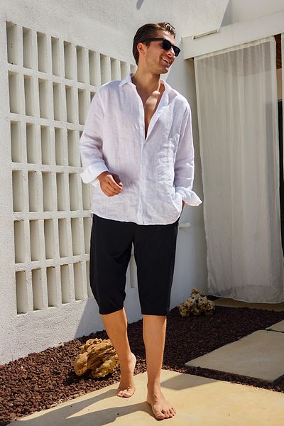 Remsa Mayo Men's Blue Sea Capri Shorts Black 941 Black