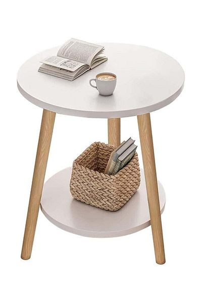 Generic Crown Home Round Coffee Table with Double Layers