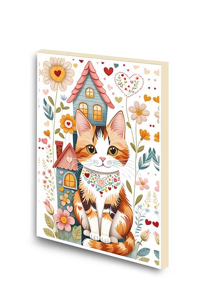 Hamiki Cat Pattern Printed A6 Small Size Unlined Notebook