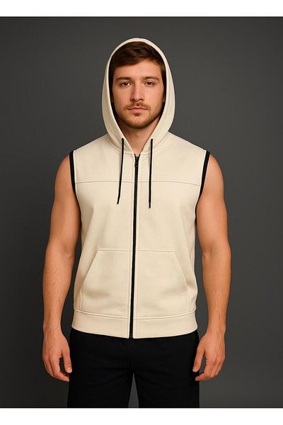 AXXEL Men's Cream Sports Vest-Y1142