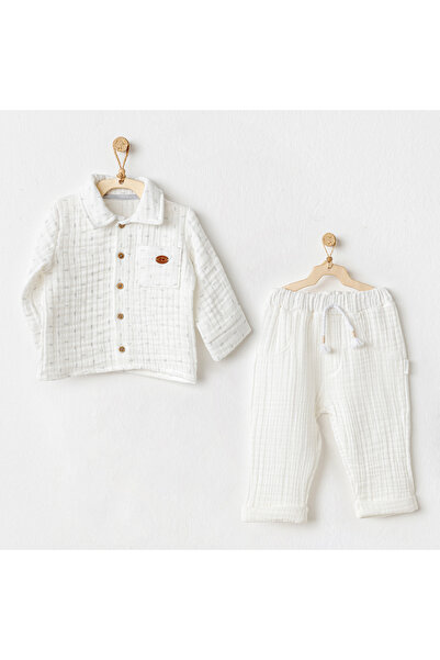 andywawa طقم أطفال مكون من قطعتين من موسلين وووا للأولاد