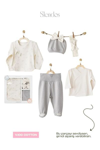 andywawa Baby Hospital Exit 5 Pcs Newborn Set Baby Bow Bliss
